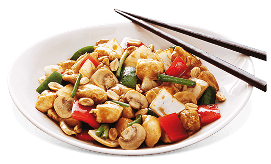 frango xadrez, comida típica chinesa servida com frango e pimentão,  amendoim e arroz. [download] - Designi